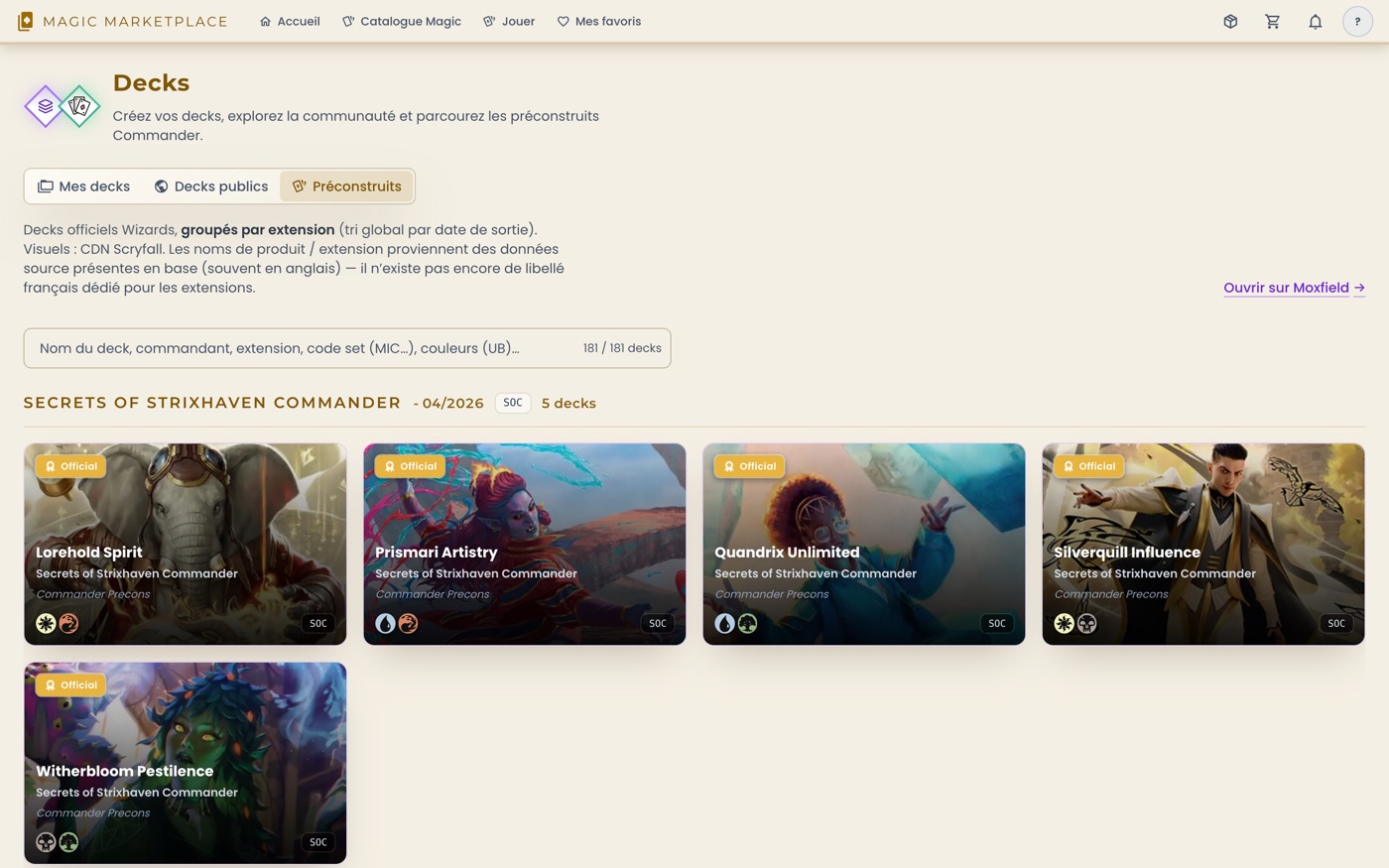 Précons Commander de CardHeaven en thème clair